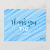 空の青い感謝の気持ち カップル名 年月日テキストを追加 ポストカード (裏面)