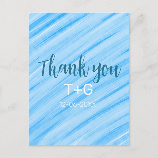 空の青い感謝の気持ち カップル名 年月日テキストを追加 ポストカード (正面)