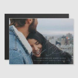 空の青い結婚式の日程変更のお知らせ マグネット招待状