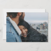 空の青い結婚式の日程変更スクリプト マグネット招待状 (正面)