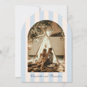 空の青い縞模様の写真 保存 日付を保存 招待状 (裏面)