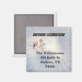 空の青い背景のベビーシャワー招待状 マグネット (正面/裏面)