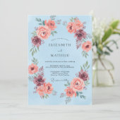 空の青い花環のウェディング 招待状 (スタンド正面)