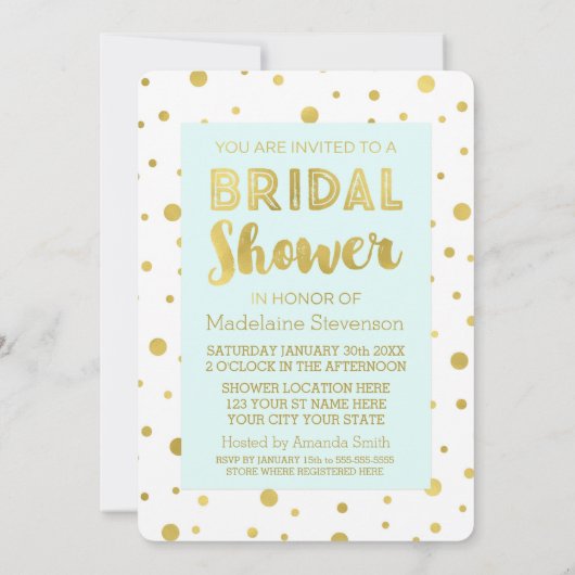 空の青い金色のコンフェッティ ブライダルシャワーの招待状 招待状 (裏面)