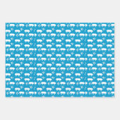 空の青い飛行機パターン ラッピングペーパーシート (正面3)