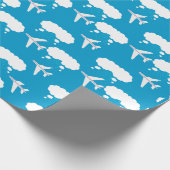 空の青い飛行機パターン ラッピングペーパー (角)