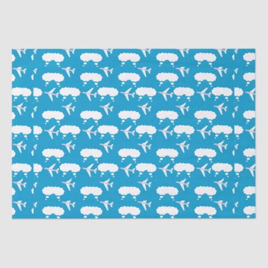 空の青い飛行機パターン 薄葉紙 (正面)