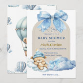 空の青さとテディハグのベイビーシャワー招待状 招待状 (正面/裏面)