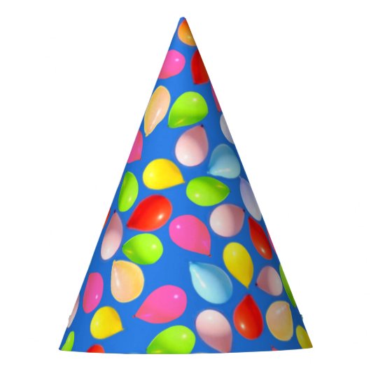 空の青さに映える美しい多色の風船 パーティーハット (正面)