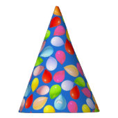 空の青さに映える美しい多色の風船 パーティーハット (右)