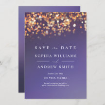 空の青とゴールドの結婚式招待状お知らせ