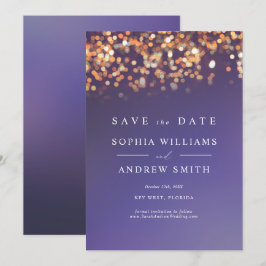 空の青と金のSave the Date招待状 招待状