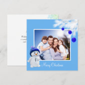 空の青にカスタムファミリーと雪だるま (正面/裏面)