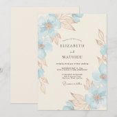 空の青を基調としたペイント風ウェディング 招待状 (正面/裏面)