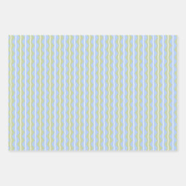 空の青を背景にしたコテージ・ローズ、タータン、ストライプのセット ラッピングペーパーシート