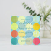 空の青 & カラフルな円形の誕生日招待状 招待状 (スタンド正面)