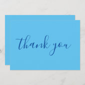 空の青 優雅 現代の シンプルな手書き サンキューカード (正面/裏面)