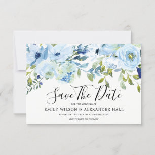 空の青 水彩花 モダンウェディング セーブザデート