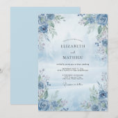 空の青 水彩 ウェディング 招待状 (正面/裏面)