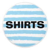 空の青 白 水彩 ストライプのTシャツ セラミックノブ (正面)
