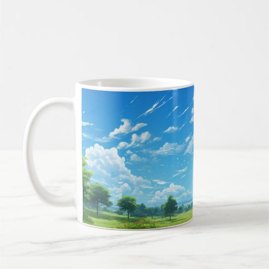 空の静寂:青空と雲 コーヒーマグカップ (左)
