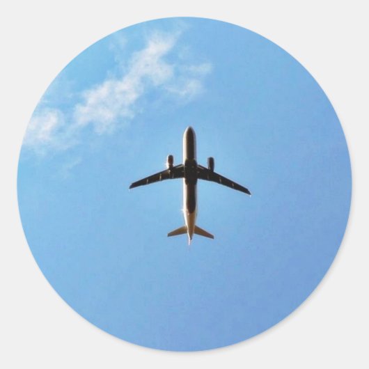 空の飛行機 ラウンドシール (正面)