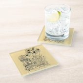 空の鳥の送り装置 ガラスコースター (アングル)