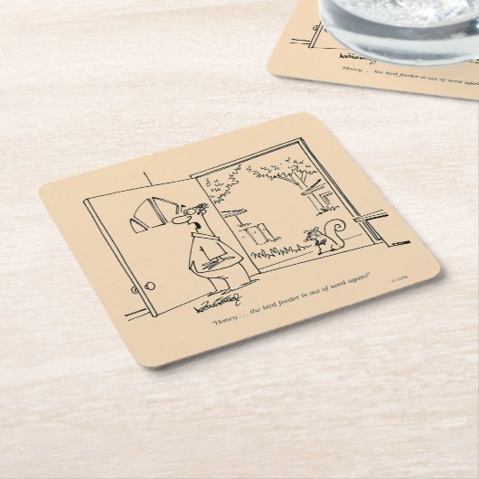 空の鳥フィーダ2 スクエアペーパーコースター (アングル)