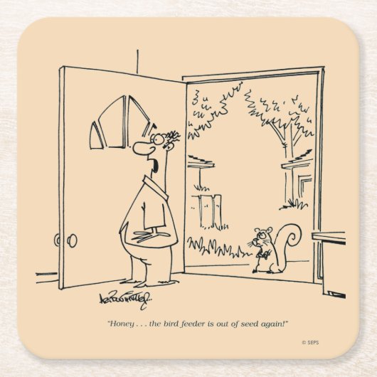 空の鳥フィーダ2 スクエアペーパーコースター (正面)