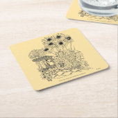 空の鳥フィーダ スクエアペーパーコースター (アングル)