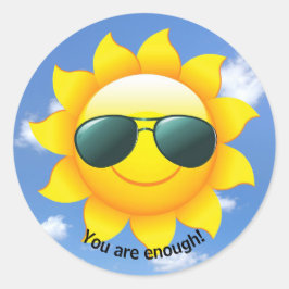 空の黄色い太陽にサングラスと引用文 ラウンドシール
