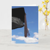 空の黒い卒業キャップ カード (黄色い花)