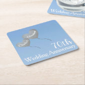 空の70周年記念ハート風船 スクエアペーパーコースター (アングル)