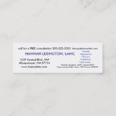 空のMinicard専門のセラピーのカウンセラー スキニー名刺 (裏面)