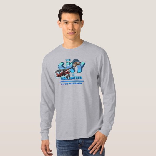空は私の遊び場だ |メンズ長袖 Tシャツ (正面フル)