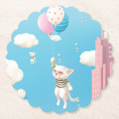 空へと向かう子猫たち ペーパーコースター (正面)