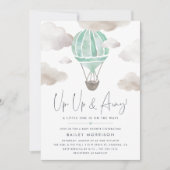 空へと飛び立つ | 熱気球ベビーシャワー 招待状 (正面)