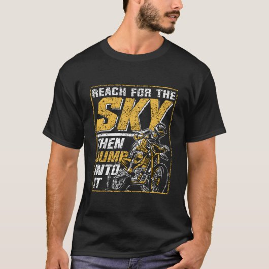 空へ手を伸ばして飛び込め バイクに乗るライダー M Tシャツ (正面)