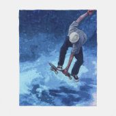 空へ行く – Skateboarder フリースブランケット (正面)