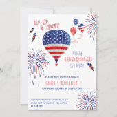 空へ飛び立て！小さな花火の誕生日パーティー 招待状 (正面)