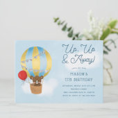 空へ飛び立て！青い熱気球の誕生日 招待状 (スタンド正面)