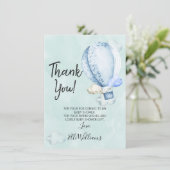 空へ飛ぼう エレファント ベイビーシャワー 感謝カード 招待状 (スタンド正面)