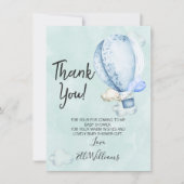 空へ飛ぼう エレファント ベイビーシャワー 感謝カード 招待状 (正面)