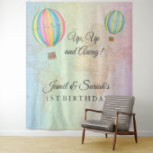 空へ飛ぼう ホットエアバルーンの誕生日バックドロップ タペストリー (インサイチュ)