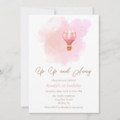 空へ飛ぼう！ 気球の初誕生日ガール 招待状 (正面)