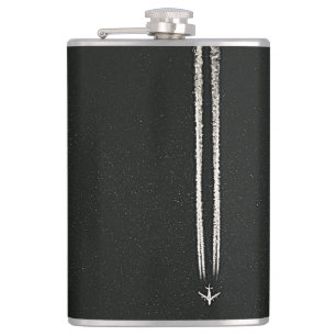 空または高度の飛行機の飛行機雲での上 フラスク