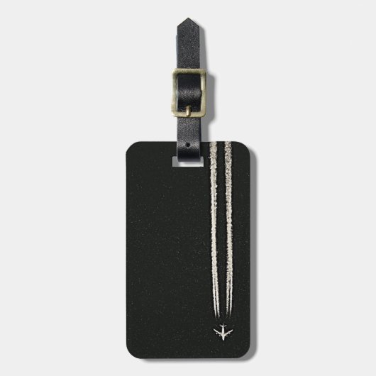 空または高度の飛行機の飛行機雲での上 ラゲッジタグ (正面縦)