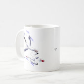空を舞う白鳥の幻想的な鳥アート 11オンス ホワイトマグ コーヒーマグカップ (正面左)