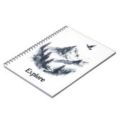 空を舞う鳥と山の風景画 ノートブック (左側)