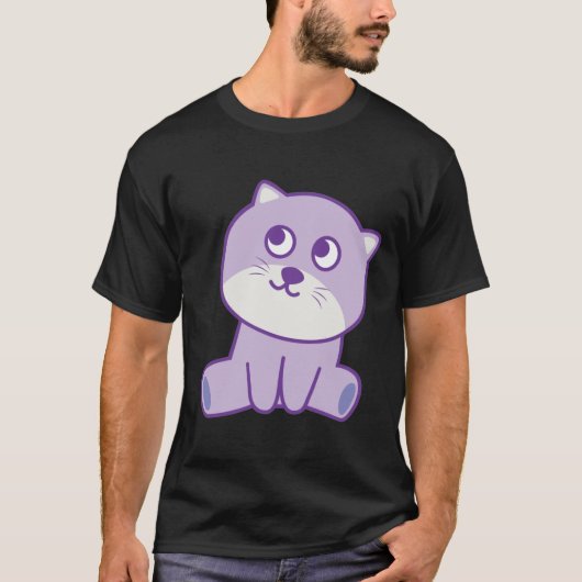 空を見ている猫 Tシャツ (正面)